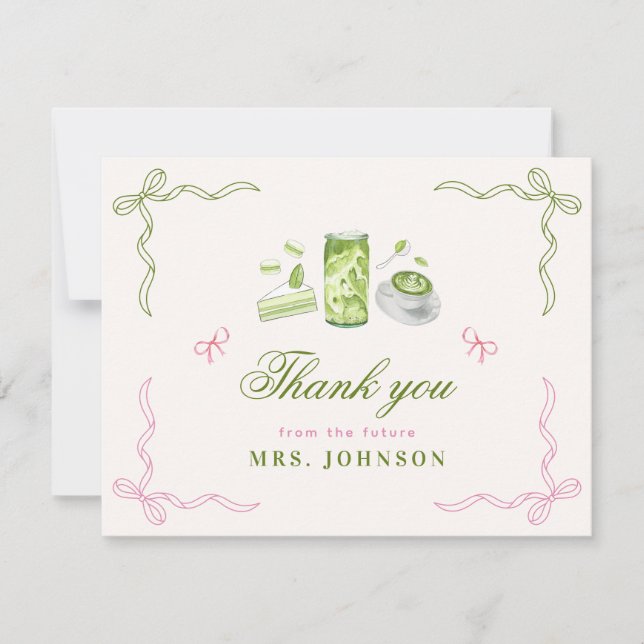 She Found Her Perfect Matcha Bow Bridal Shower  Tack Kort (Framsida)