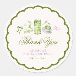 She Found Her Perfect Matcha Bridal Shower Favor Runt Klistermärke