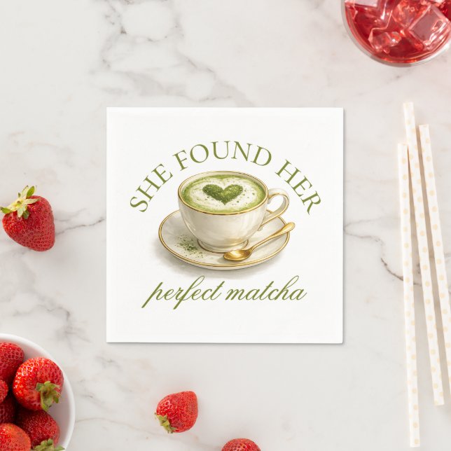 She Found Her Perfect Matcha Bridal Shower  Pappersservett (Insitu)