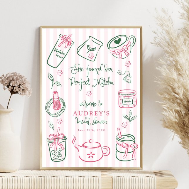 She Found Her Perfect Matcha Pink Bridal Shower Poster (Skapare uppladdad)