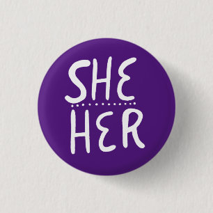 SHE/HER Pronouns Lila White Handletted Minimal Knapp