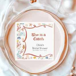 She Is a Catch Coastal Nautical Bridal Shower Pappersservett