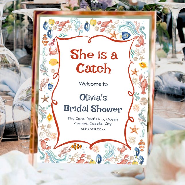 She Is a Catch Ocean Welcome Poster Nautical (Skapare uppladdad)