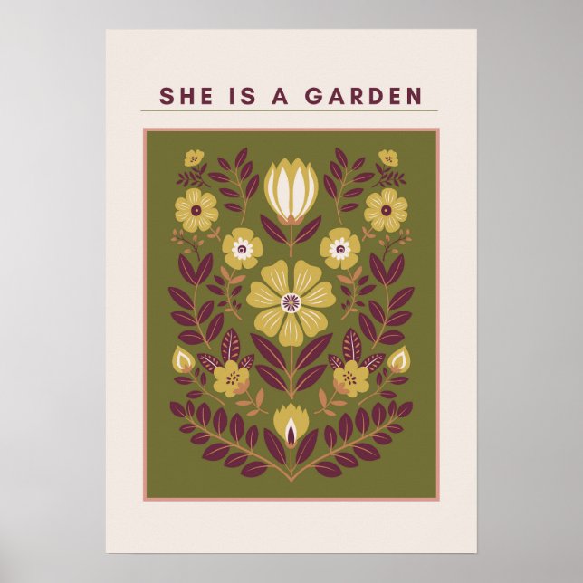 She Is a Garden – Botanical Wall Art (Sage) Poster (Framsidan)