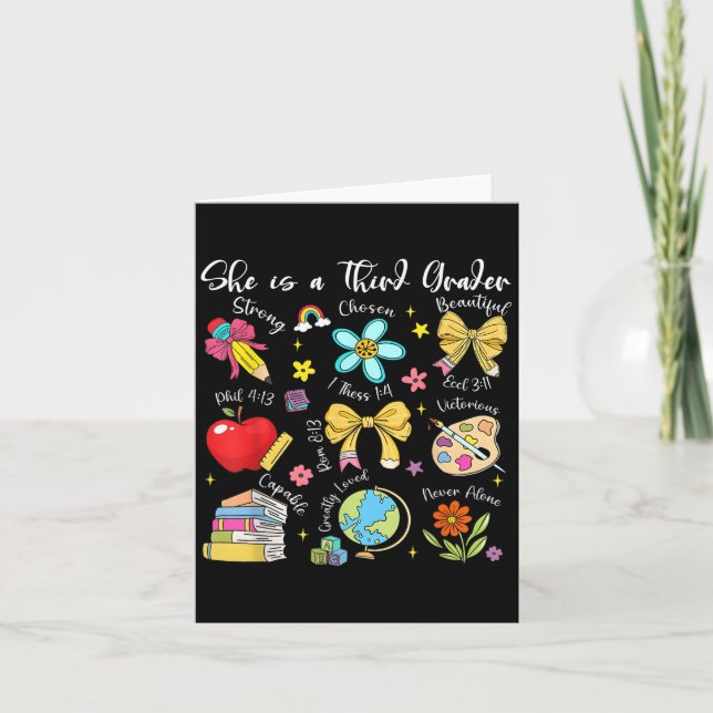 She Is A Third Grader Bible Verses Back To School  Kort (Framsida)