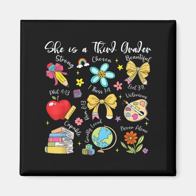 She Is A Third Grader Bible Verses Back To School  Magnet (Framsidan)