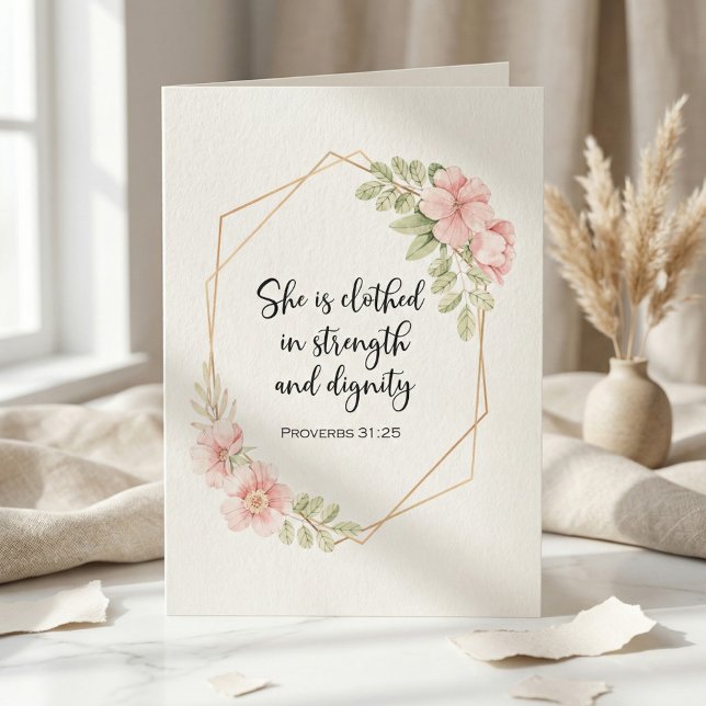 She Is Clothed in Strength and Dignity Birthday Kort (Skapare uppladdad)