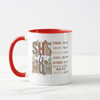 She Is Mom Mug | Floral Leopard Print Mom Gift Mugg