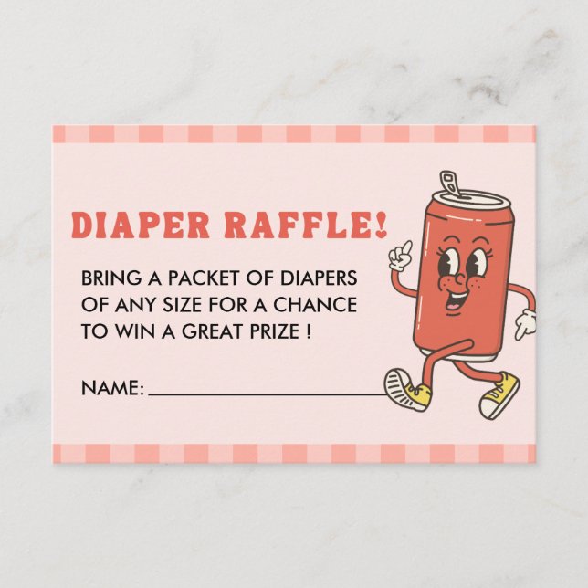 She Is Ready To Pop Red Gingham Soda Diaper Raffle Tilläggskort (Framsida)