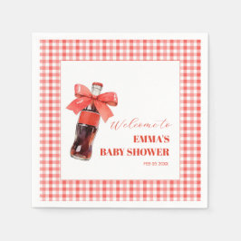 She Is Ready to Pop red Soda Pop Baby Shower Pappersservett