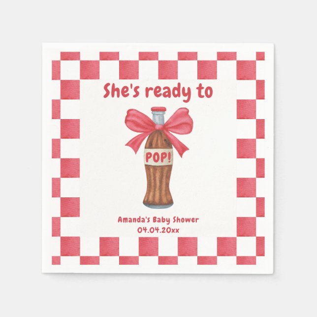 She is Ready to Pop Soda Bottle Baby Shower Pappersservett (Framsidan)