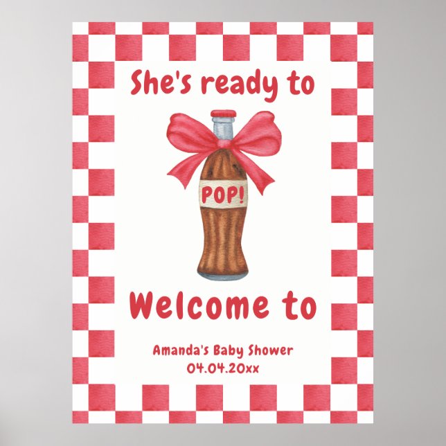 She is Ready to Pop Soda Bottle Baby Shower Poster (Framsidan)