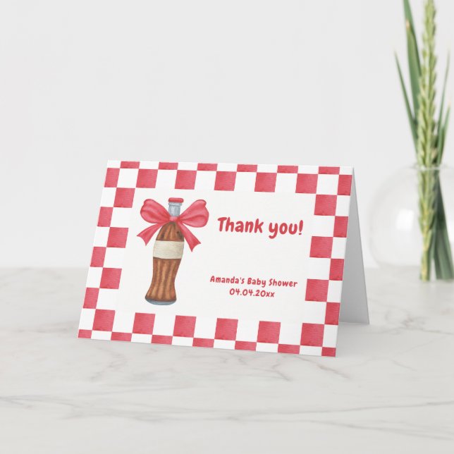 She is Ready to Pop Soda Bottle Baby Shower Tack Kort (Framsida)