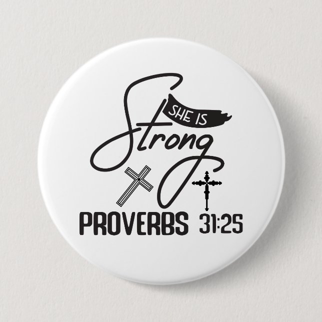 She is Strong" Collection – Proverbs 31:25 Knapp (Framsida)