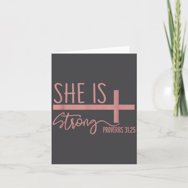 She Is Strong Proverbs 31_25 Shirt  Kort (Framsida)