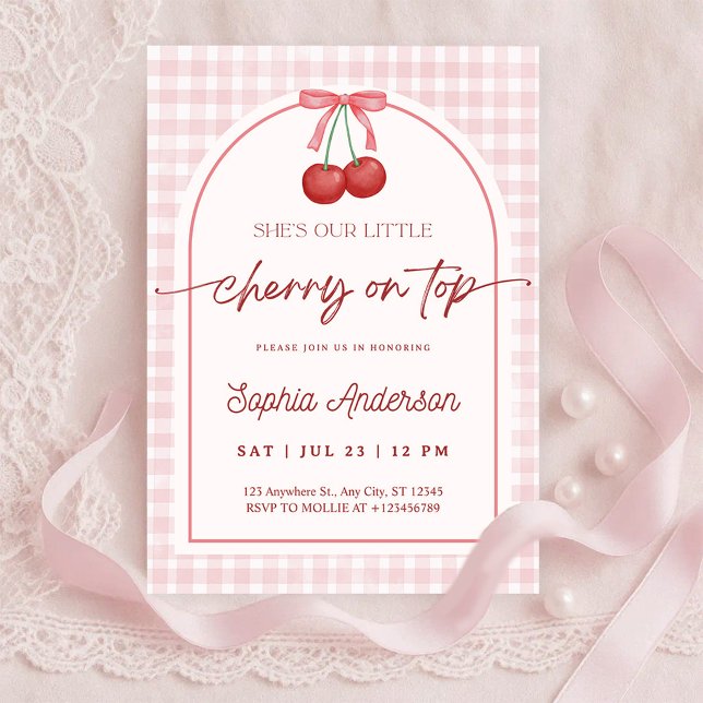 She is the Cherry on Top Gingham Baby Shower Inbjudningar (Skapare uppladdad)