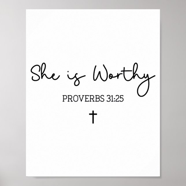 She Is Worthy Proverbs 31_25 Christian Boho Bible  Poster (Framsidan)