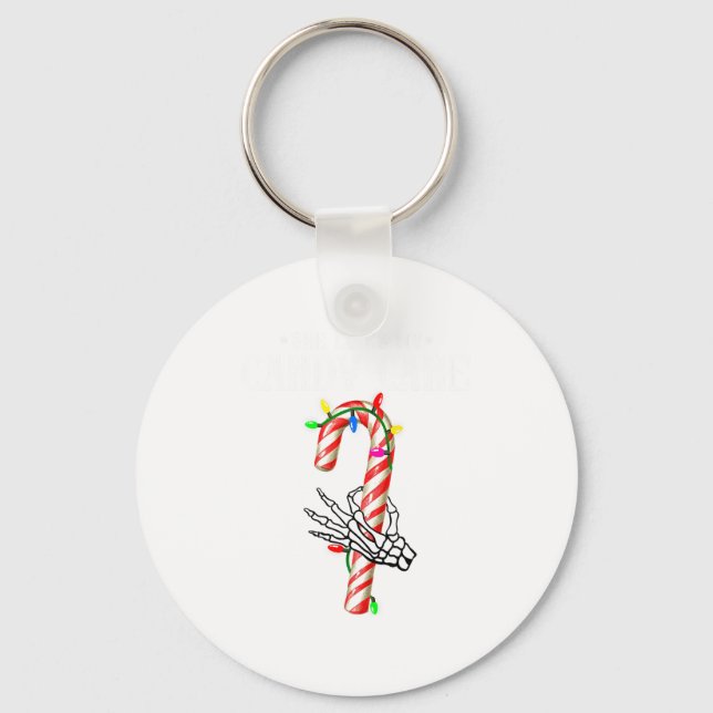 She Likes My Candy Cane Skeleton Couples Christmas Nyckelring (Framsida)