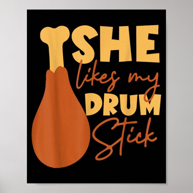 She Likes My Drum Stick Funny Couple Matching Than Poster (Framsidan)