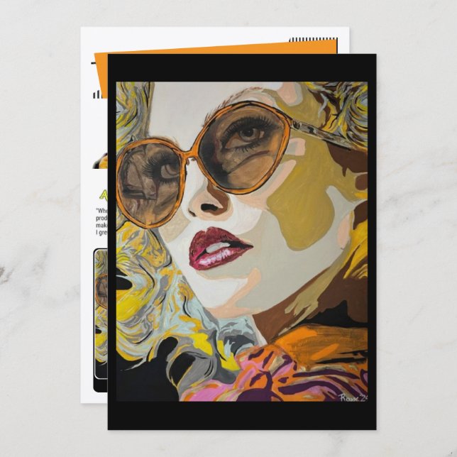 She Likes Pina Coladas Painting Small-Scale Print  Inbjudningar (Fram/baksida)