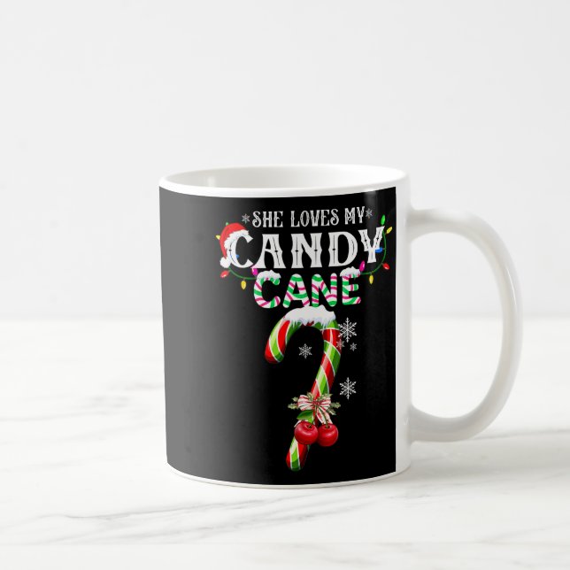 She Loves My Candy Cane I Like Her Peppermint Xmas Kaffemugg (Höger)