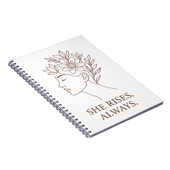 She Rises. Always — Minimalist Empowerment Design Anteckningsbok (Högra Sidan)