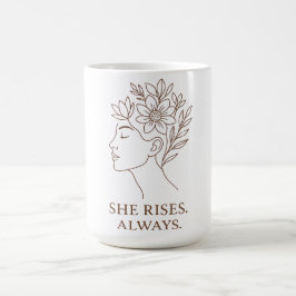 She Rises. Always — Minimalist Empowerment Design Kaffemugg