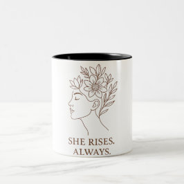 She Rises. Always — Minimalist Empowerment Design Två-Tonad Mugg