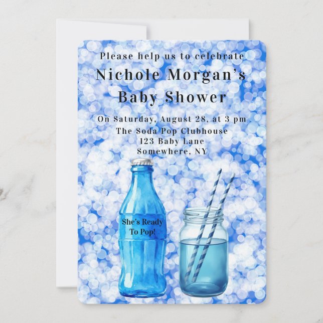 She’s Ready To Pop Boy Baby Shower Inbjudningar (Framsida)