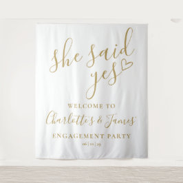 She Said Yes Engagement Party Gold Photo Backdrop