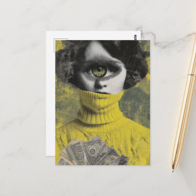 She sees money surreal vykort (Fram/Back In Situ)