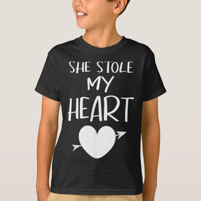 She Stole My Heart Valentines Day Matching Couples T Shirt (Framsida)