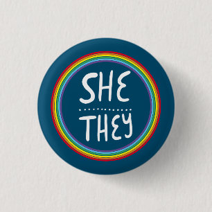 SHE/THEY Pronouns Rainbow Handlettered Minimal Knapp