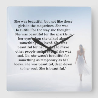 She was beautiful   quote fyrkantig klocka