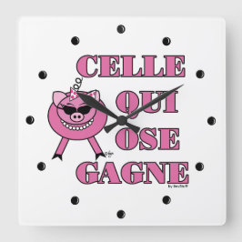 She Who Dares Wins French Saying Wall Clock Stor Klocka