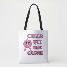 She Who Dares Wins in French w/ Girly Pig Tygkasse