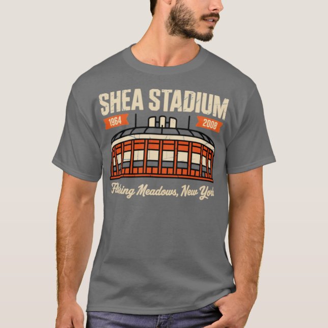 Shea Stadium Flushing Meadows, NY Retro Baseball T Shirt (Framsida)