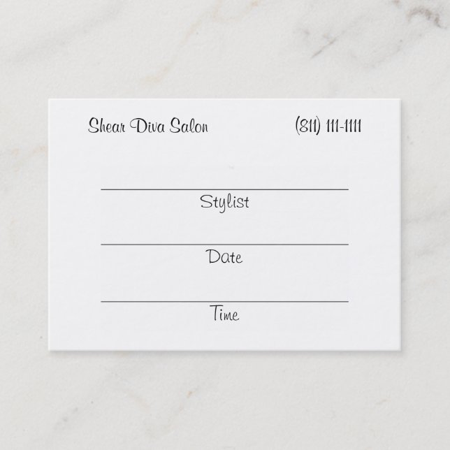 Shear Diva (rött huvud) Appt. Kort/Knubbig Tidsbeställning Kort (Framsida)