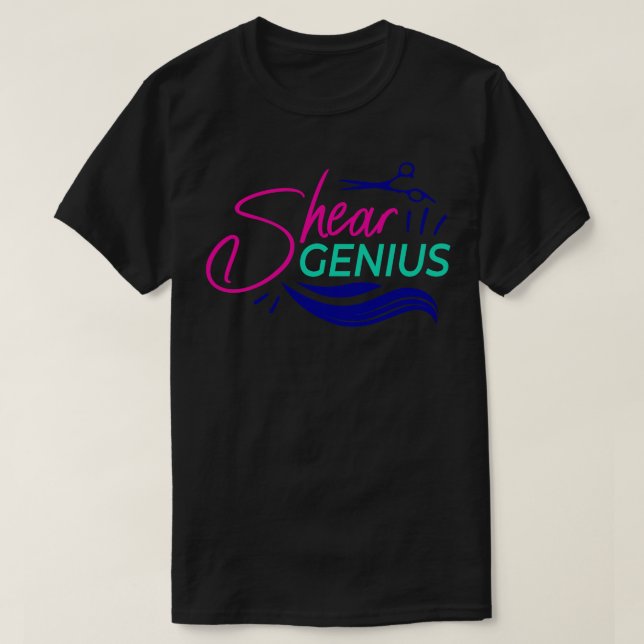 Shear Genius Funny Hair Stylist Funny Hairdresser T Shirt (Design framsida)