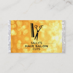 Shears & Comb with Dividers (guld och vit bokeh) Visitkort