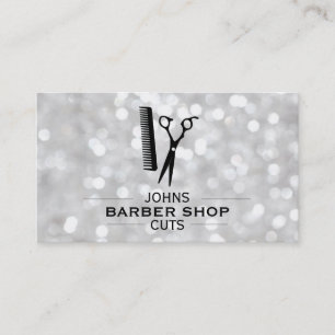 Shears & Comb with Dividers (vit bokeh) Visitkort