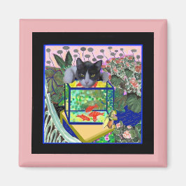 Sheba's Goldfish, Cat, Art Parody. Magnet