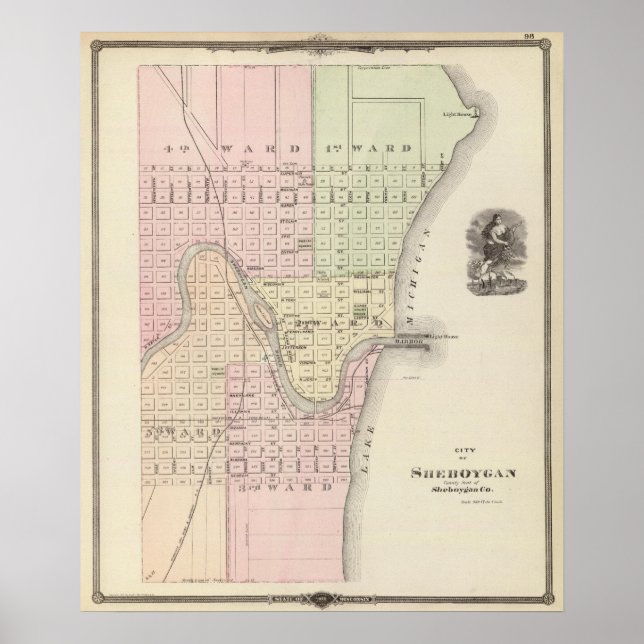 Sheboygan, fylkeskommuner i Sheboygan Co. Poster (Framsidan)