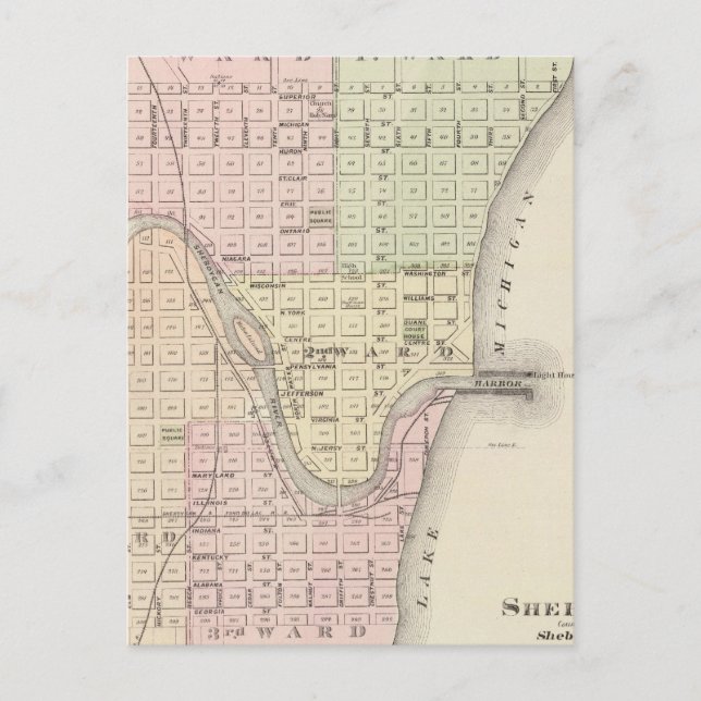 Sheboygan, fylkeskommuner i Sheboygan Co. Vykort (Framsida)