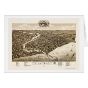 Sheboygan panorama- karta för WI - 1885 Hälsningskort