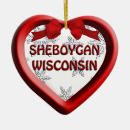 Sheboygan Wisconsin Heart-julprydnaden Julgransprydnad Keramik