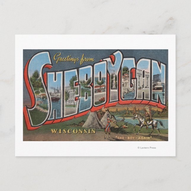 Sheboygan, Wisconsin (indianer nr 1) Vykort (Framsida)