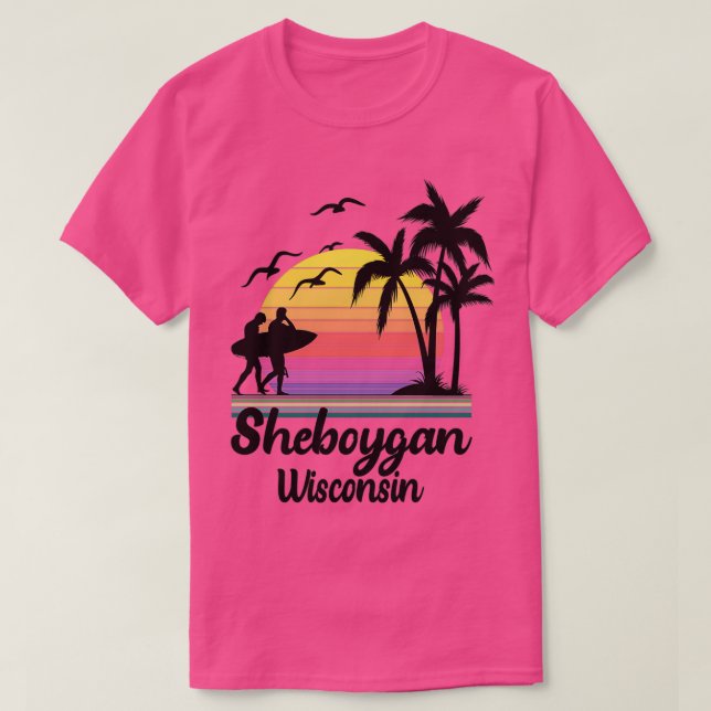 Sheboygan Wisconsin Seaside Retro Sunset T Shirt (Design framsida)