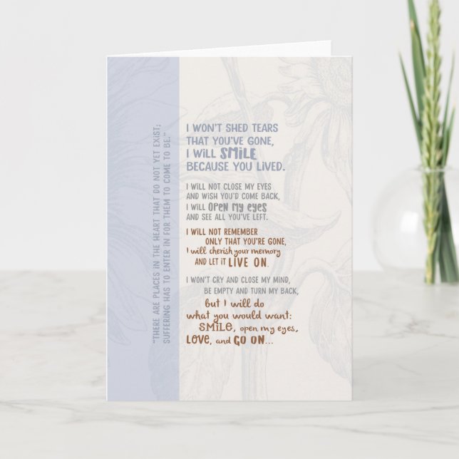 Shed Tårar att jag är Borta Kort (Framsida)