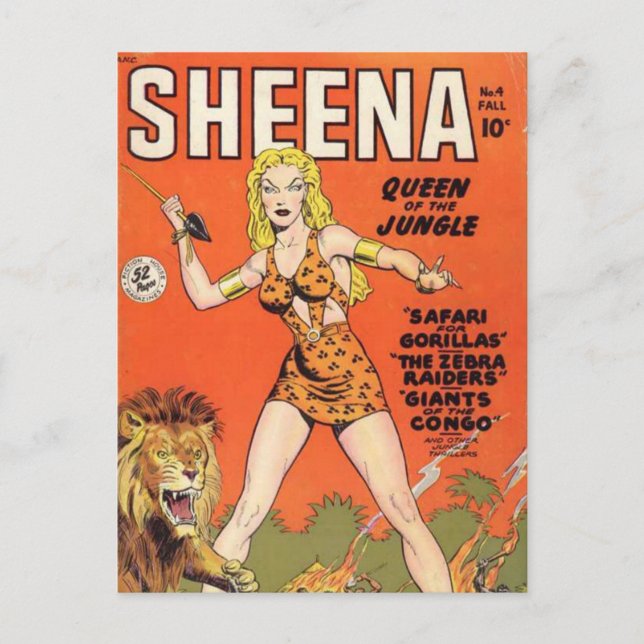 Sheena: Jungle Woman Tecknad bok Vykort (Framsida)